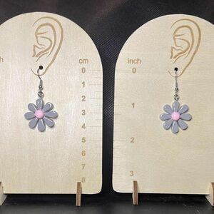 Elegant Gray and Pink Floral Earrings